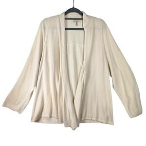 Metro7 SILK ANGORA BLEND Open Cardigan Womens SIZE XL Cream Elevated Basic Soft